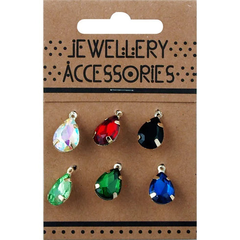 Teardrop Rhinestone Pendant Charms (available in 2 colours)